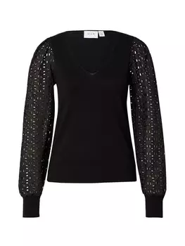 Тонкий вязаный свитер VILA Sweater LACINE, черный