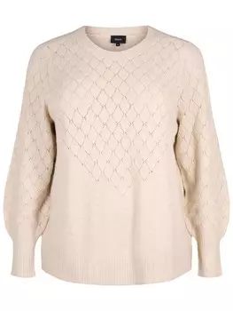 Тонкий вязаный свитер Zizzi Sweater CASUNNY, бежевый