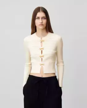 Тонкий женский свитер с декоративными бантами Claudie Pierlot, белый