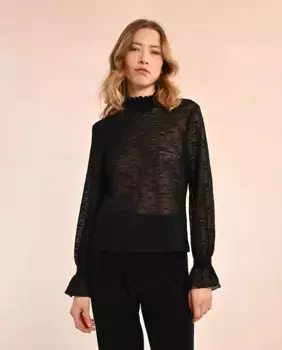 Тонкий женский свитер с длинными рукавами и звездами Molly Bracken, черный