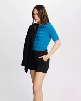 Тонкий женский свитер с коротким рукавом Morgan, синий