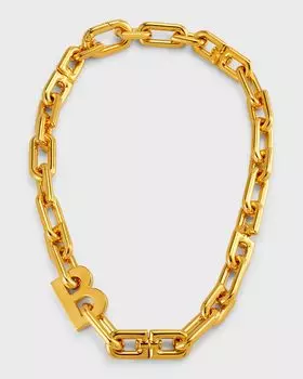 Тонкое колье с цепочкой B Balenciaga, цвет 0027 Shiny Gold
