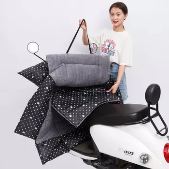 Тонкое одеяло на лобовое стекло с бархатом и утолщенным аккумуляторным лобовым стеклом автомобиля зимой с черным точечным котом для электромобиля зимой + внутренняя часть + бархат + перчатки двойной серии Xianluozi