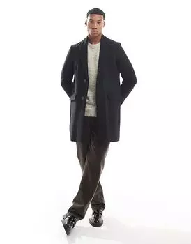 Тонкое пальто черного цвета River Island