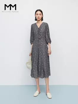 Тонкое платье Mai Meng с цветочным принтом, темно-серый