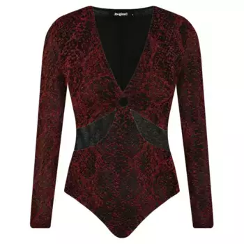 Тонкое подтянутое боди Desigual, бургунди