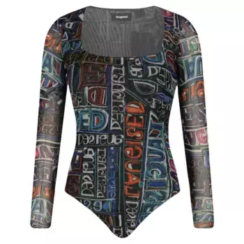 Тонкое подтянутое боди Desigual, черный