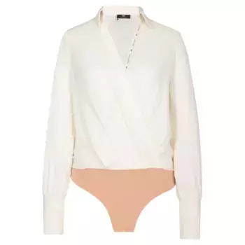 Тонкое подтянутое боди Elisabetta Franchi, экрю