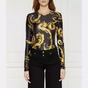 Тонкое подтянутое боди Versace, черный