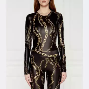 Тонкое подтянутое боди Versace, черный
