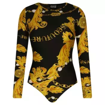 Тонкое подтянутое боди Versace, черный