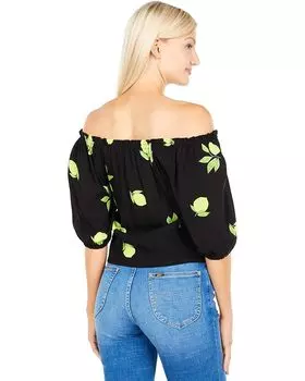Топ 1.STATE Puff Sleeve Wide Neck Smock Top, цвет Lemon Grove Black