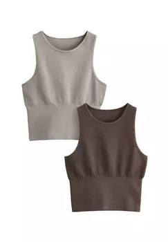 Топ 2 PACK SEAMLESS RIBBED, REGULAR FIT THE SET, коричневый