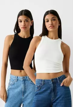Топ 2-PACK SLEEVELESS Bershka, белый