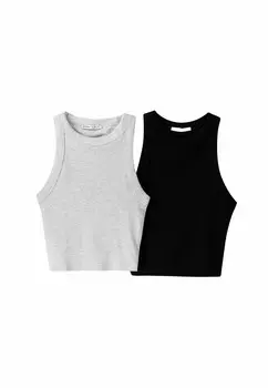 Топ 2-PACK SLEEVELESS Bershka, темно-серый