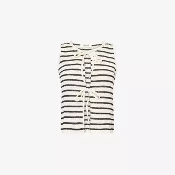 Топ 4Th & Reckless Bria с полосками и завязками спереди вязаный, черно-белый