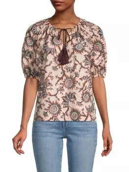 Топ A.L.C. Elly с принтом и каплевидным вырезом, beige