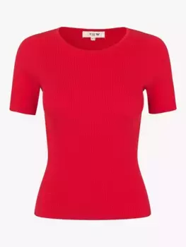 Топ A-VIEW Rib Knit Short Sleeve, красный