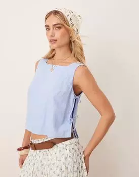 Топ Abercrombie & Fitch apron side toe detail top in blue