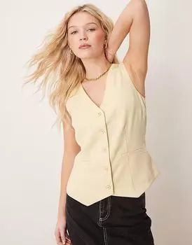 Топ Abercrombie & Fitch с глубоким вырезом желтого цвета