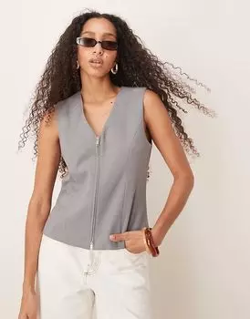 Топ Abercrombie & Fitch с молнией темно-серого цвета