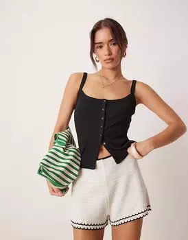 Топ Abercrombie & Fitch с толстыми бретелями, застегивающийся на пуговицы, черного цвета