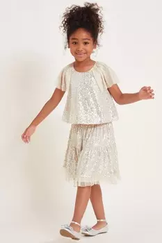 Топ Adele с рукавами крылышками и пайетками Monsoon, золотой