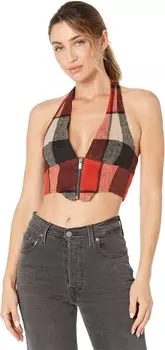 Топ AFRM Neva Zip Corset Top, цвет Red/Black/Tan Plaid