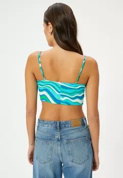 Топ AHIKA ERCMEN TIE DETAIL CROP Koton, синий