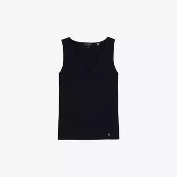 Топ эластичной вязки Josiy в рубчик с V-образным вырезом Ted Baker, черный