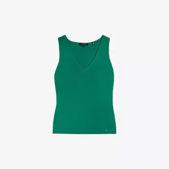 Топ эластичной вязки Josiy в рубчик с V-образным вырезом Ted Baker, зеленый