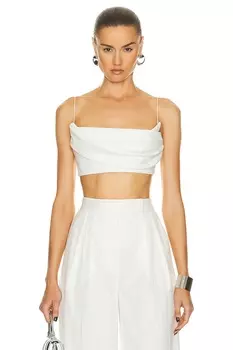 Топ Alex Perry Pinstripe Drape Crop, белый