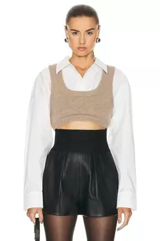 Топ Alexander Wang Cropped Bilayer, цвет Oatmeal Melange