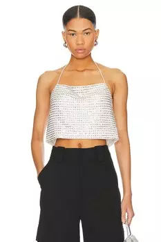 Топ Alice + Olivia Grazi Crop, цвет Off White & Silver