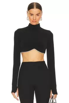 Топ Alice + Olivia Melange Rhinestone Cropped, черный