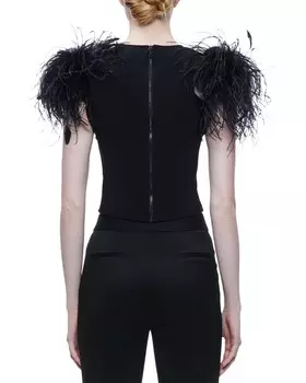 Топ alice + olivia Tamica с перьями, черный