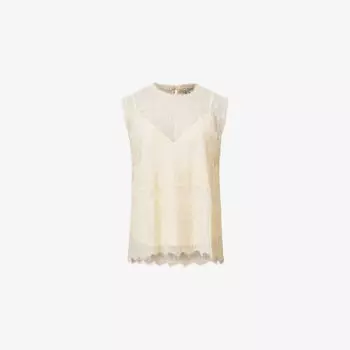 Топ Allsaints Clara с кружевной вышивкой, белый
