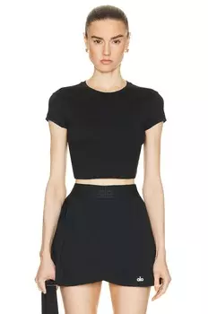 Топ Alo Soft Crop Finesse Short Sleeve, черный