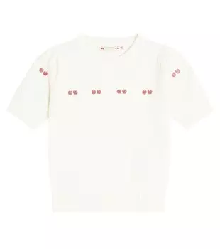 Топ alphonza косой вязки из шерсти и хлопка Bonpoint, белый