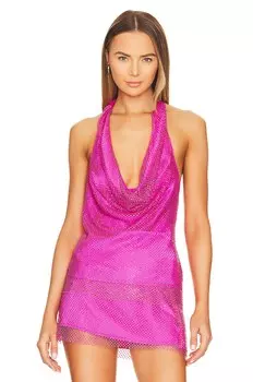 Топ Amanda Uprichard x REVOLVE Niecy Mesh Sparkle, цвет Hot Pink