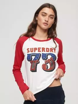 Топ Американа с длинными рукавами Superdry, белый/мульти