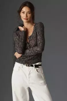 Топ Andie Pilcro на пуговицах, черный / белый