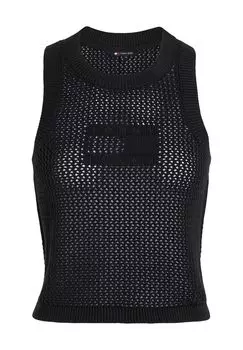 Топ, английская вышивка, женский TOMMY Jeans, цвет Bds Black