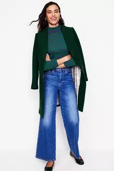 Топ Anna rib с отложным воротником Boden, зеленый