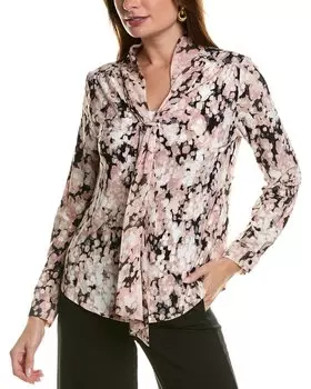 Топ Anne Klein в смешанной технике, черный