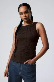 Топ Annie со сборками и вырезом-лодочкой Weekday, коричневый
