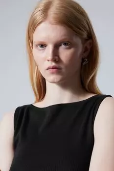 Топ annie в рубчик с вырезом-лодочкой H&M, черный