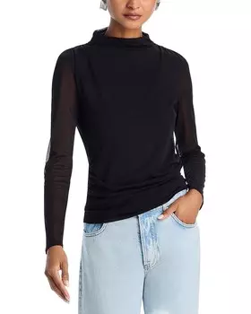 Топ AQUA Mesh Ruched, черный