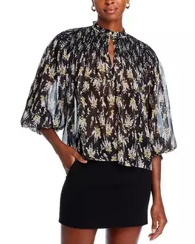 Топ AQUA со сборками и длинными рукавами, мультиколор