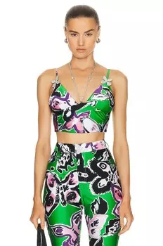 Топ Area Butterfly Printed Cami, цвет Green Multi